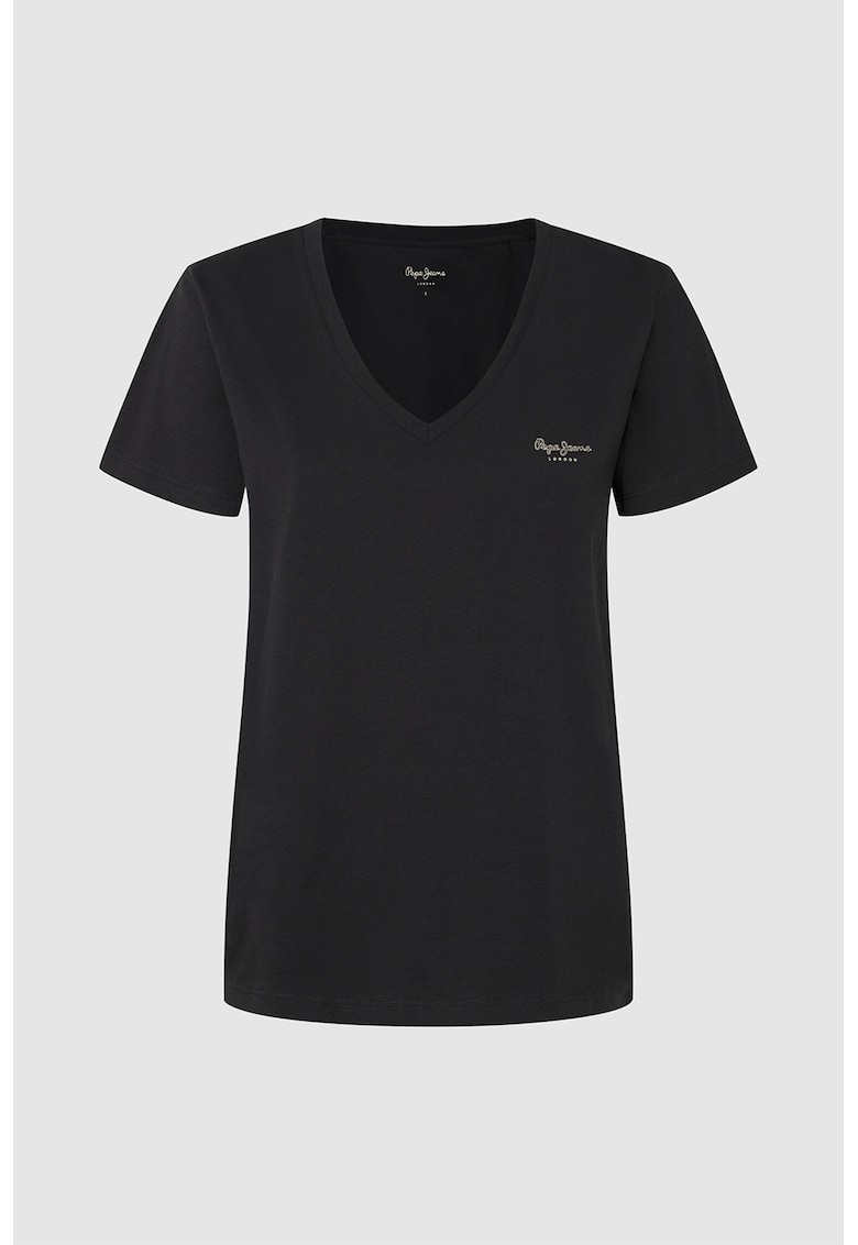 Памучна тениска с шпиц Pepe Jeans London