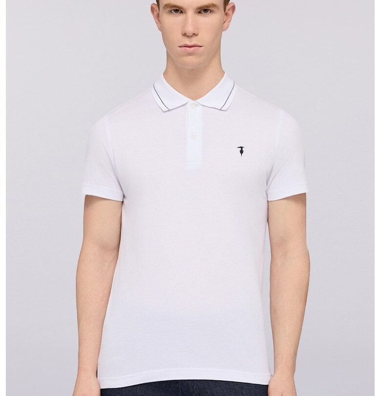 Памучна тениска с яка - Бял Trussardi