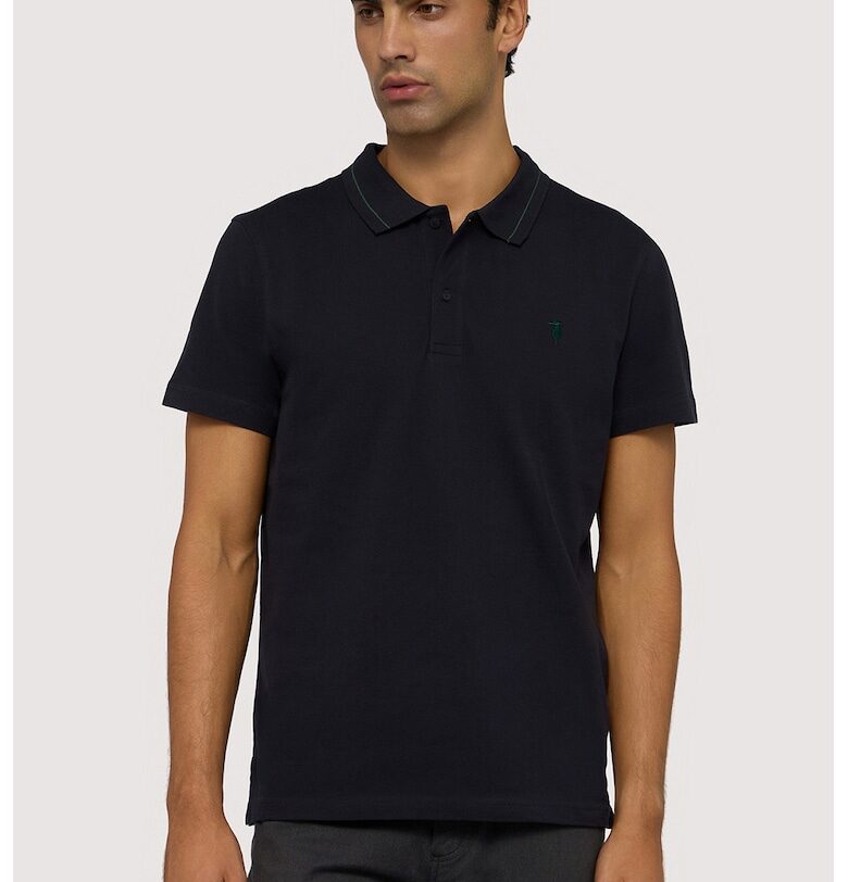 Памучна тениска с яка - Избеляло черно Trussardi