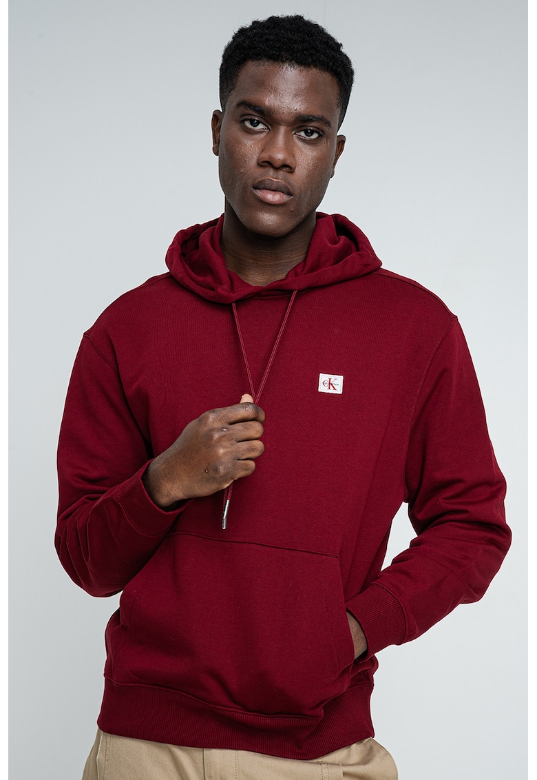 Памучно худи с джоб кенгуру - Бордо CALVIN KLEIN JEANS