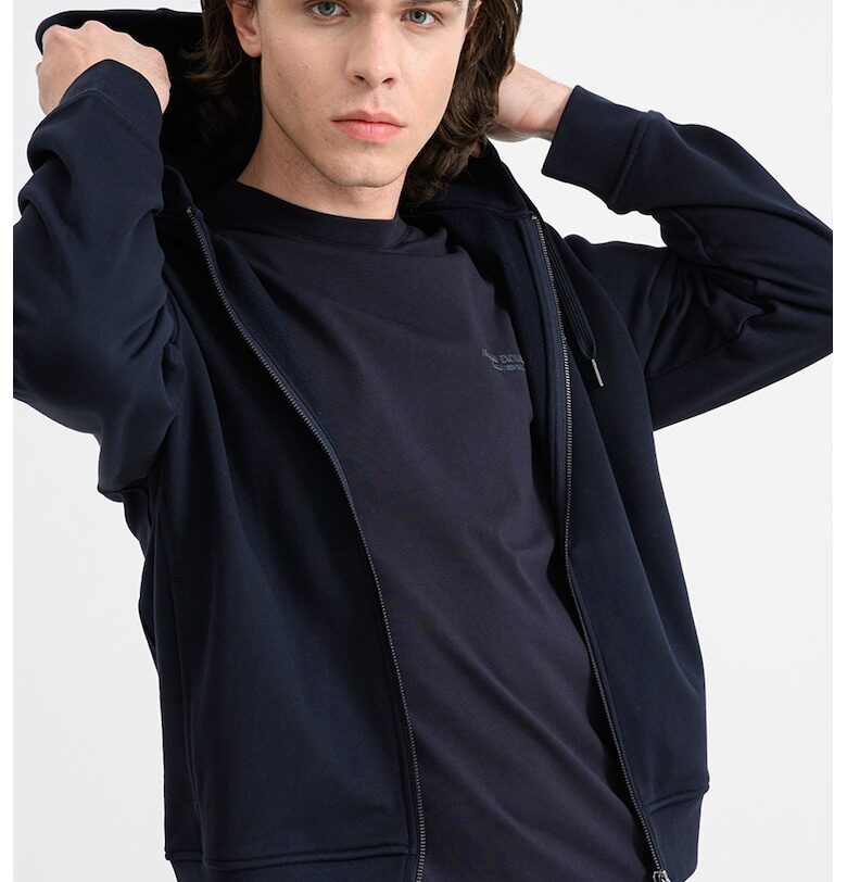 Памучно худи с цип - Ултрамарин синьо ARMANI EXCHANGE