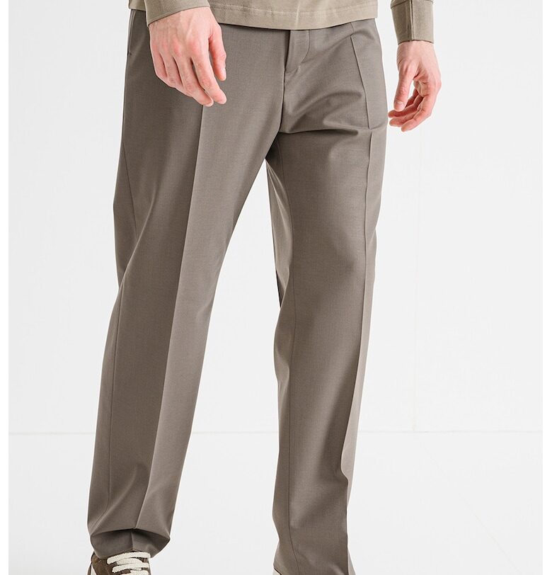 Панталон Teagan с ръб - Светло кафяво HUGO