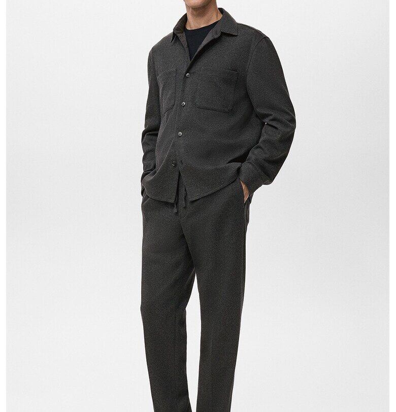 Панталон с ръб и връзка - Антрацитно сиво/Tъмносив Mango