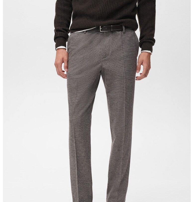 Панталон чино с пепит - Сиво-бежов Mango