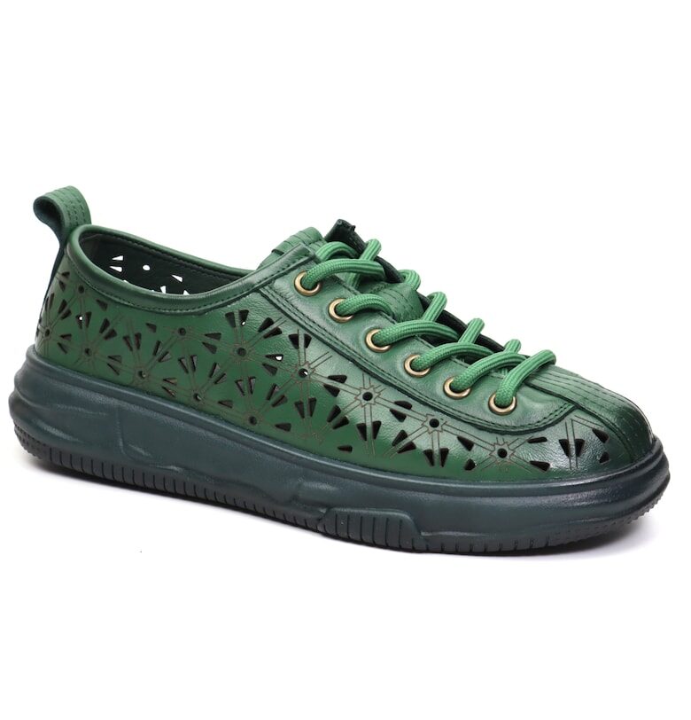 Перфорирани дамски обувки 98088 зелени FORMAZIONE