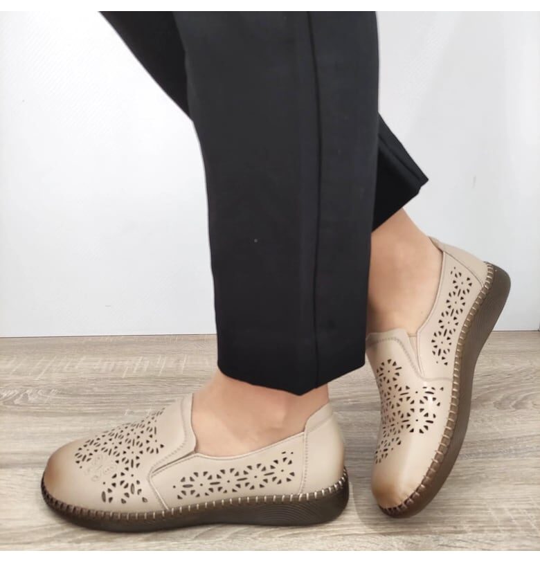 Перфорирани ежедневни дамски обувки  991-1 Apricot - Кайсия FORMAZIONE