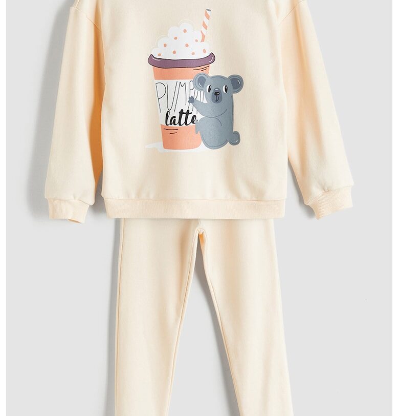 Пижама с графика - Сив/Бледооранжев LC WAIKIKI