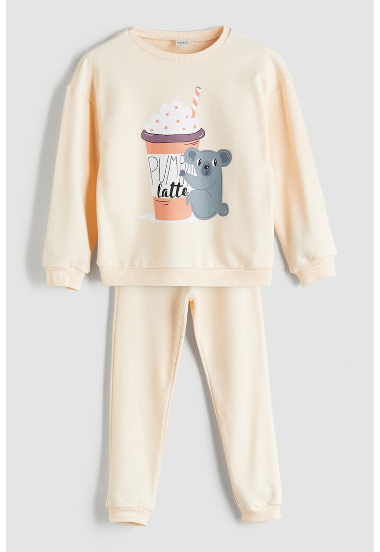 Пижама с графика - Сив/Бледооранжев LC WAIKIKI