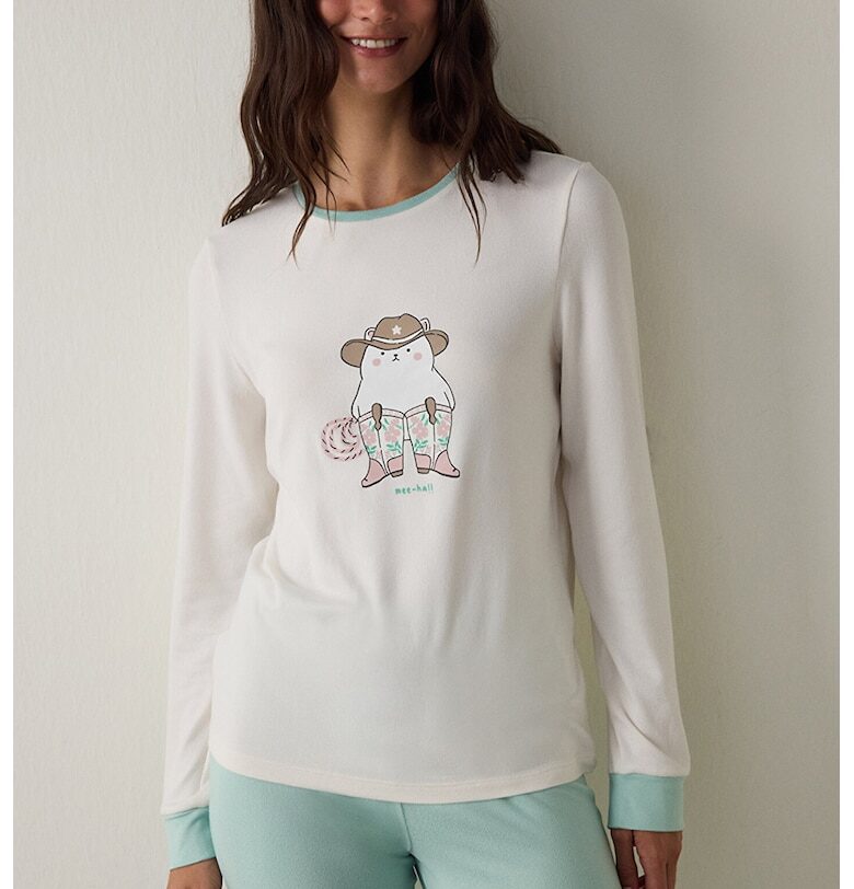 Пижама с десен - Бял/Ледено синьо/Тъмнокафяв Penti