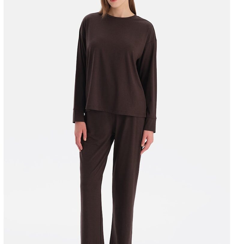 Пижама с дълги ръкави - Тъмнокафяв DAGI