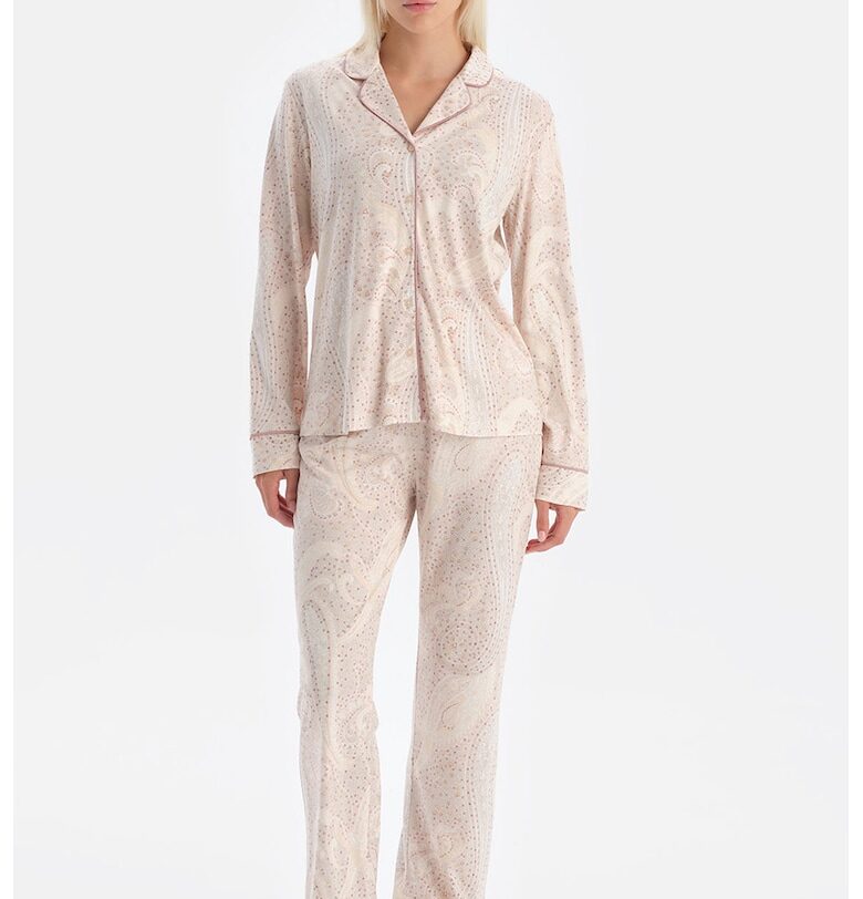 Пижама с модал и принт - Светло бежово DAGI