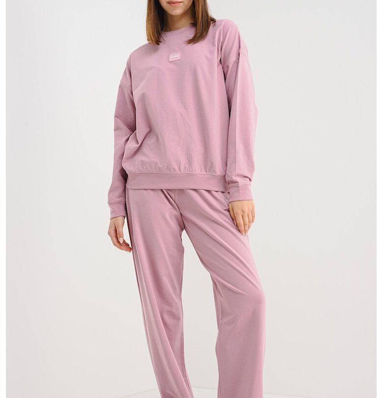 Пижама с памук с лого - Прашно розово HUGO