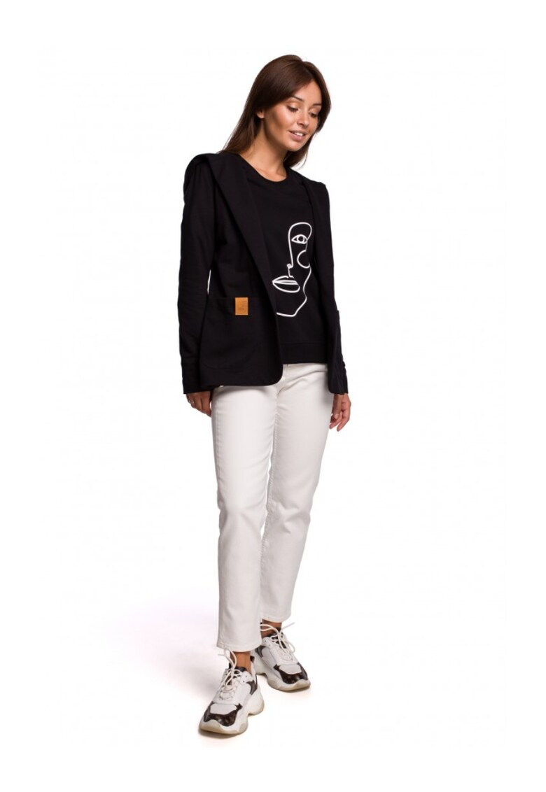 Плетен блейзер - С качулка - Памук - Еластан OEM