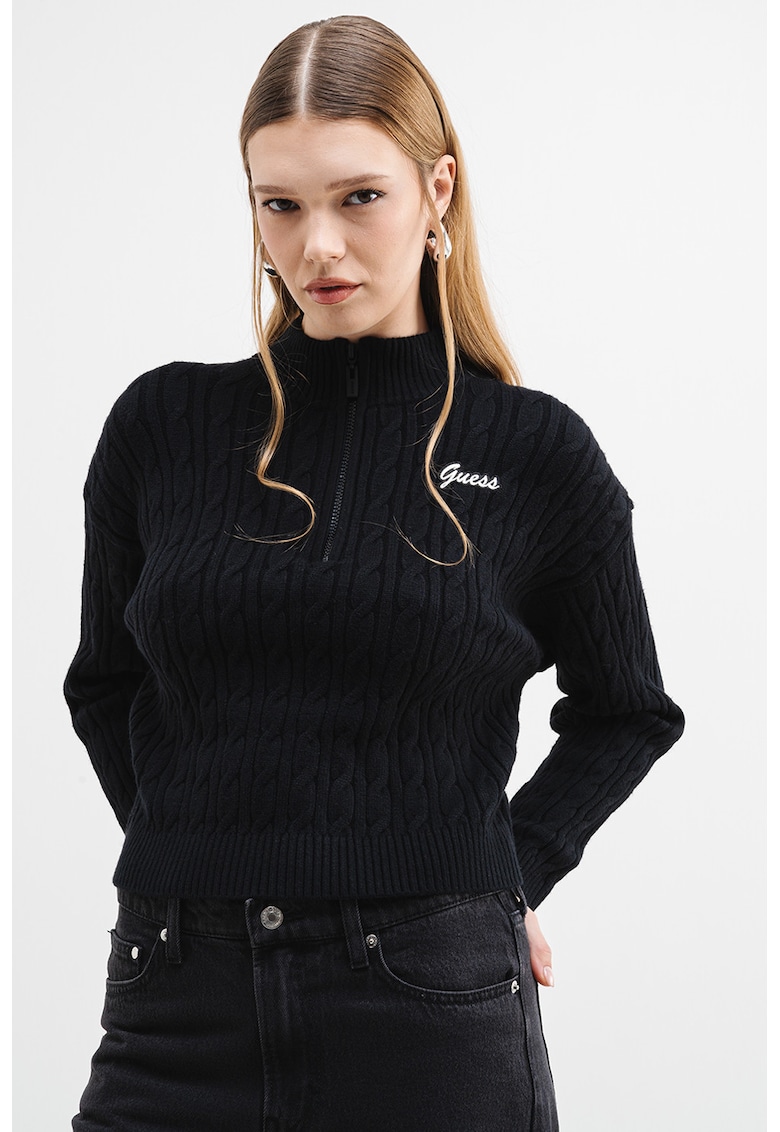 Плетен пуловер - Черен GUESS