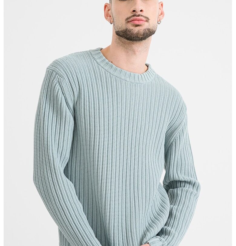 Плетен пуловер Sribben - Светлозелен HUGO