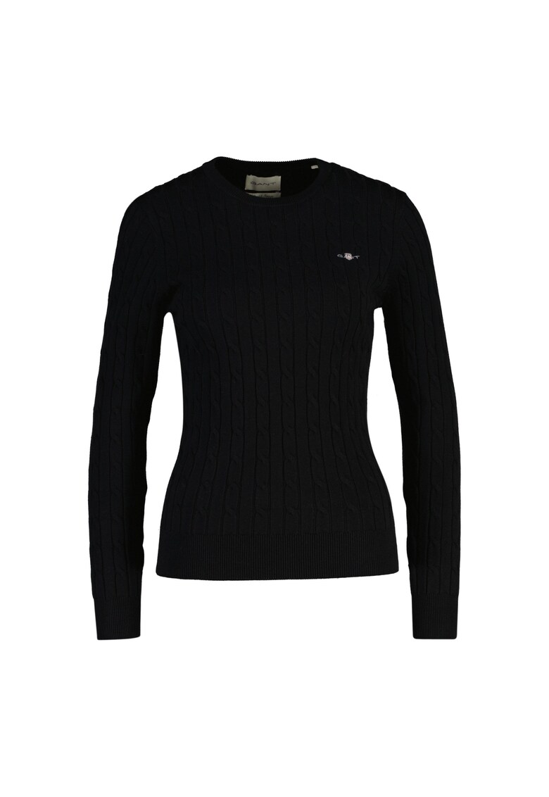 Плетен пуловер по тялото - Черен Gant