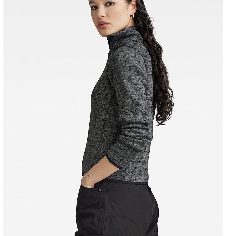 Плетен суитшърт по тялото с цип - Черен/Сив G-STAR