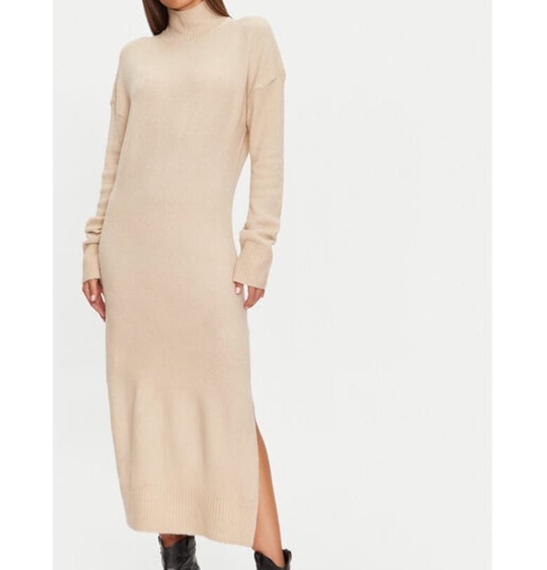 Плетена рокля  LKD-230MINGLGBST Бежова стандартна кройка - акрил BRAVE SOUL