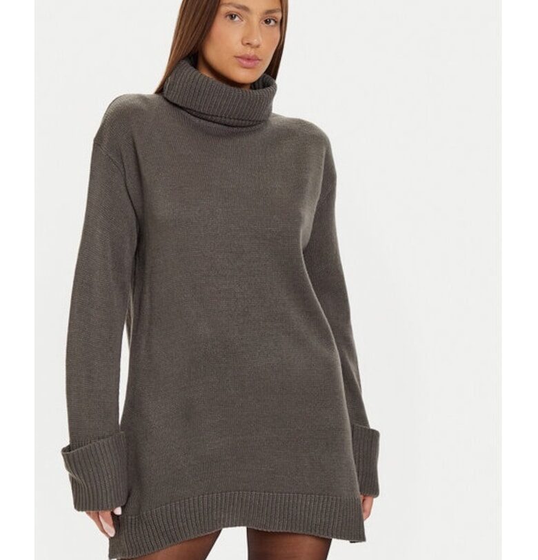 Плетена рокля  LKD-555BELLACHAR сива широка кройка - акрил BRAVE SOUL