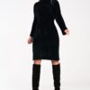 Плетена рокля  висока яка - черна - 100% найлон - Един размер Figl