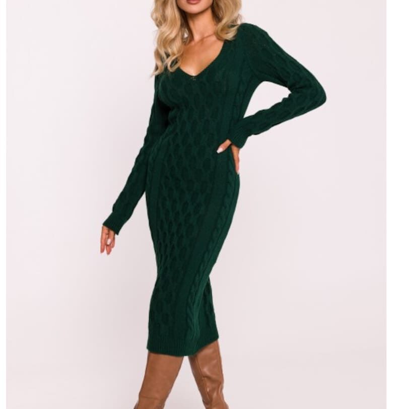 Плетена рокля с V-образно деколте -  One Sizeqwdxz MOE