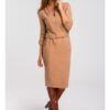 Плетена рокля с деколте - капучино - Style