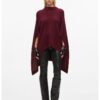Плетено вълнено пончо с овално деколте - Бордо Karl Lagerfeld