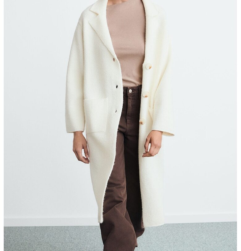 Плетено палто - Бежов Mango