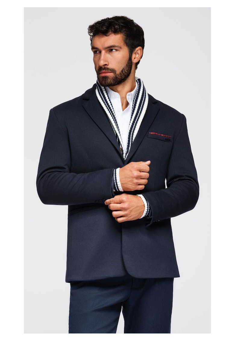 Плетено сако с вталена кройка OM-BLZB-0100 - Тъмносин - Тъмносин OMBRE