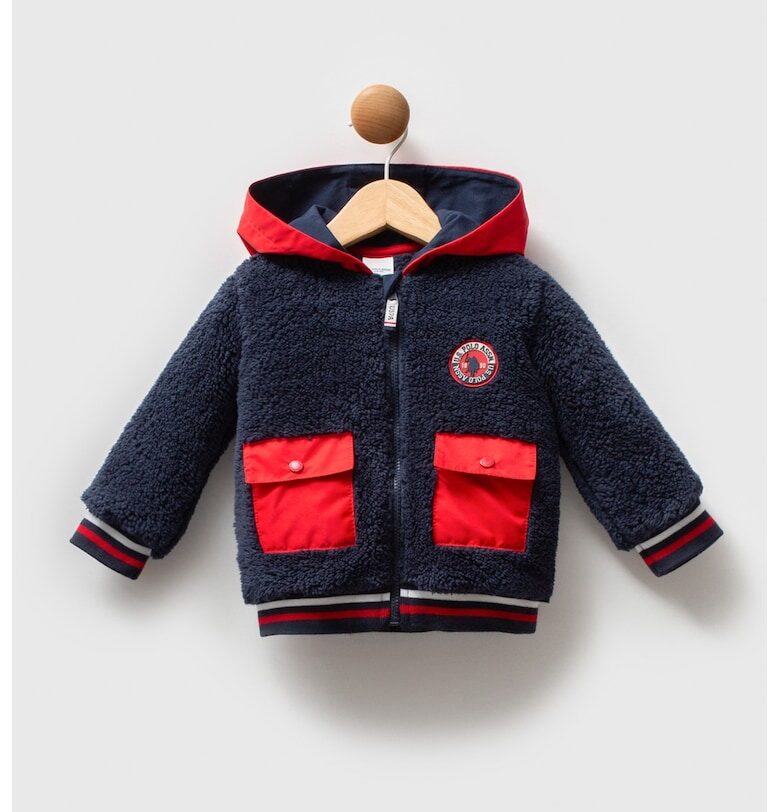 Плюшено зимно яке с джобове с капаче US Polo Assn