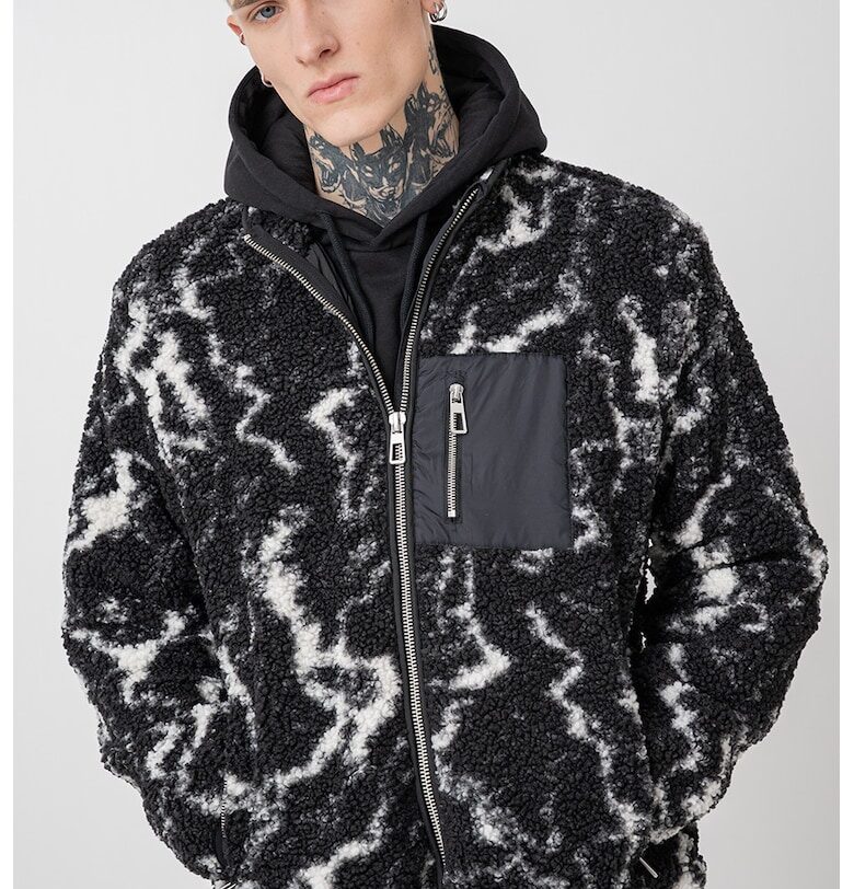 Плюшено яке с качулка - Бял/Черен Only  Sons