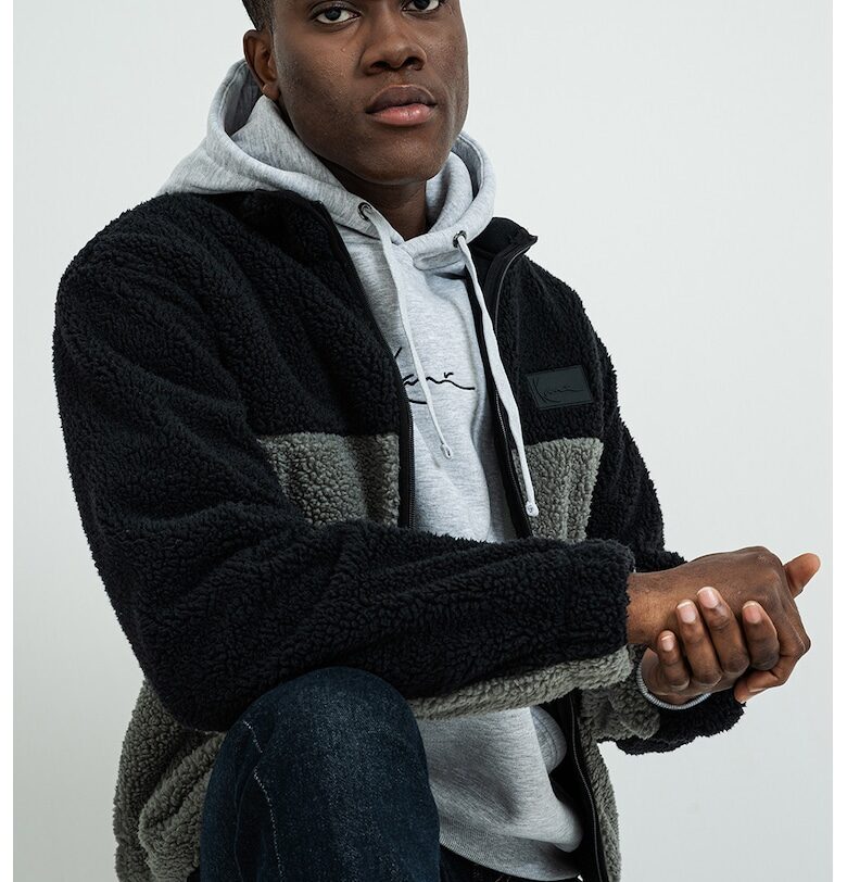 Плюшено яке с лого - Черен/Сив Karl Kani