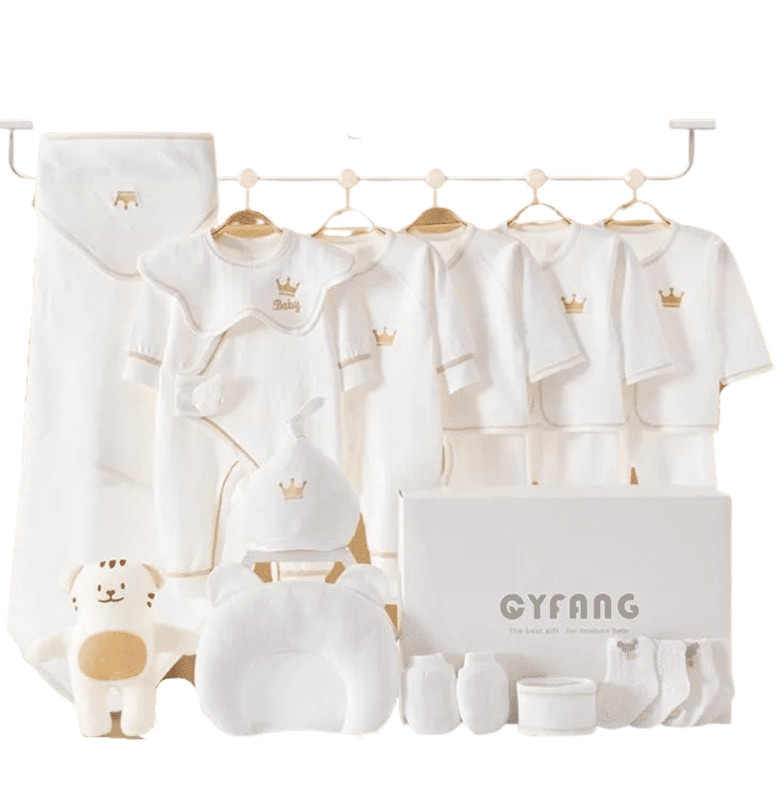 Подаръчен комплект бебешки дрехи 18 части Корона - Бял Nannie