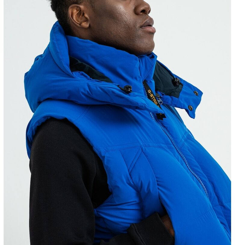 Подплатен елек с качулка - Черен/Кралско Синьо G-STAR