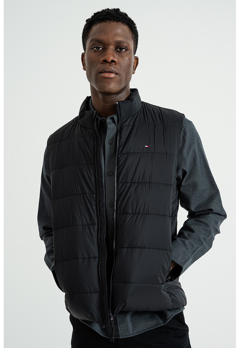 Подплатен елек с ниска яка - Черен Tommy Hilfiger