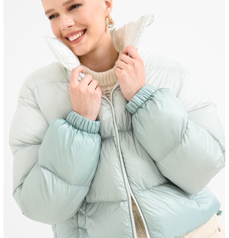 Подплатено зимно яке Flamini с батик - Бледозелен HUGO