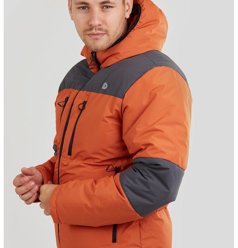 Подплатено зимно яке Navarro с качулка - Мандарина/Tъмносив Fundango