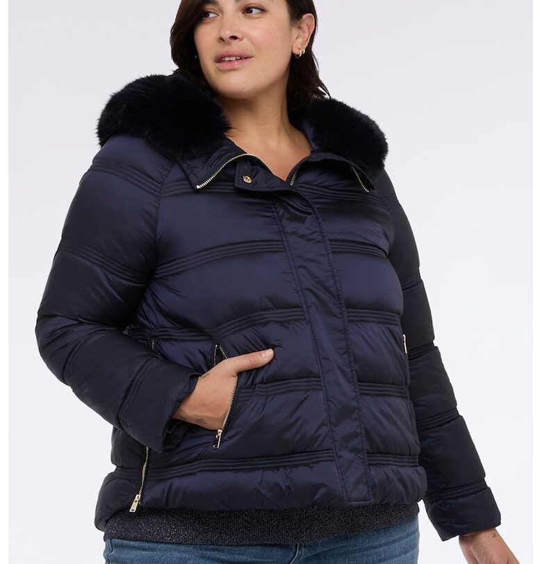 Подплатено зимно яке с качулка - Черен/Тъмносин Fiorella Rubino