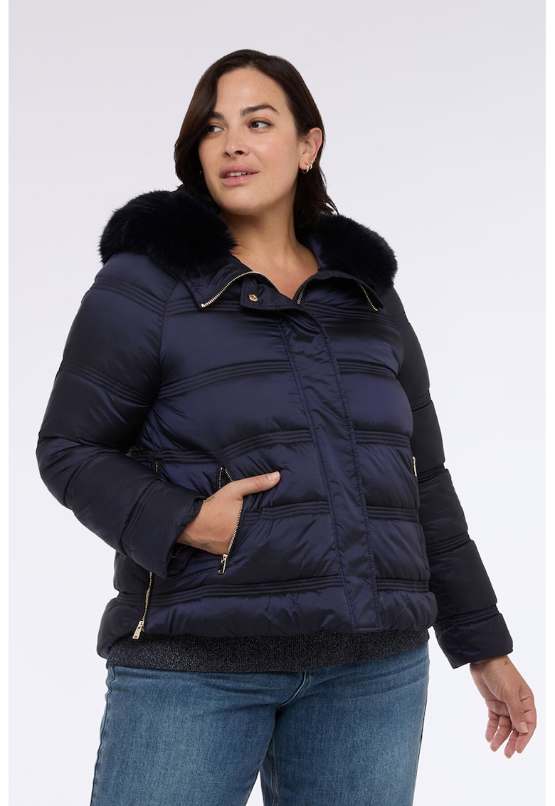 Подплатено зимно яке с качулка - Черен/Тъмносин Fiorella Rubino