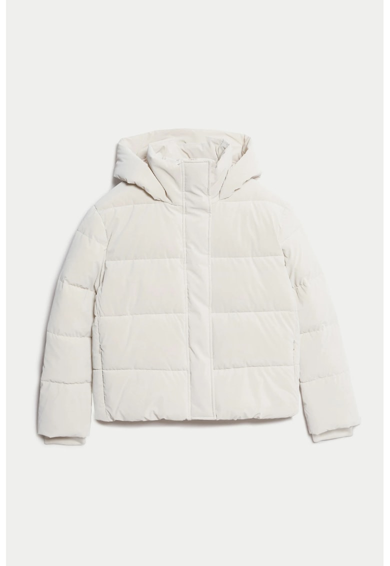 Подплатено зимно яке с качулка - Мръснобял Marks Spencer