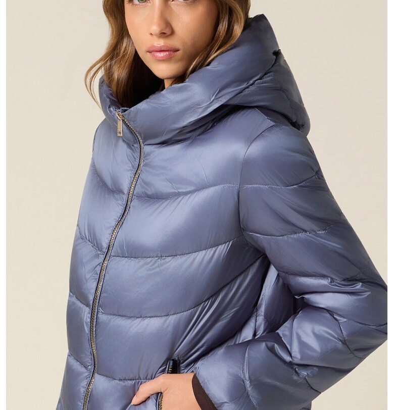 Подплатено зимно яке с качулка - Пепеляво сиво Oltre