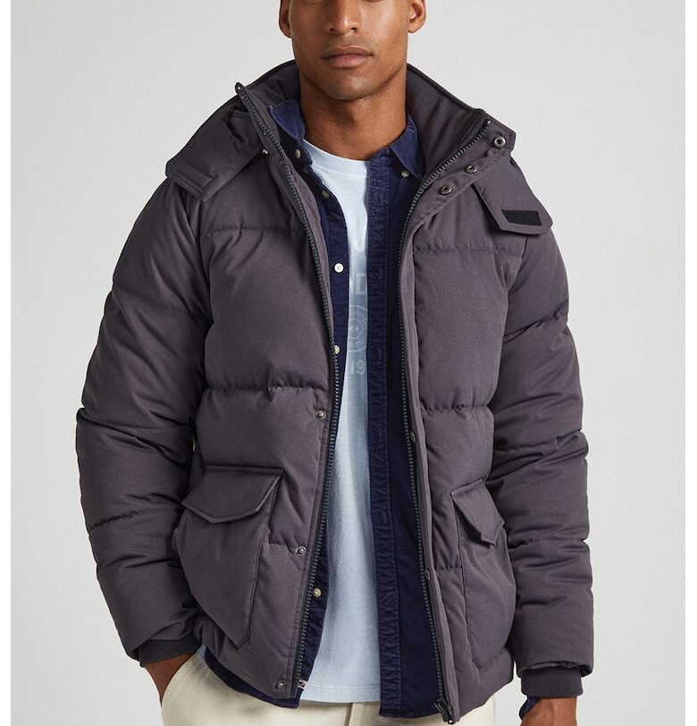 Подплатено зимно яке с качулка - Въглен сиво Pepe Jeans London