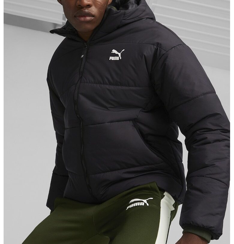 Подплатено зимно яке с качулка - Черен Puma