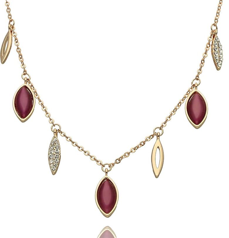 Позлатено колие с метални висулки и кварц Figl