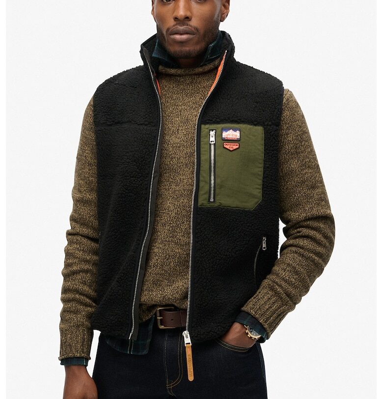 Поларен елек Borg Retro - Зелен/Черен Superdry  Co