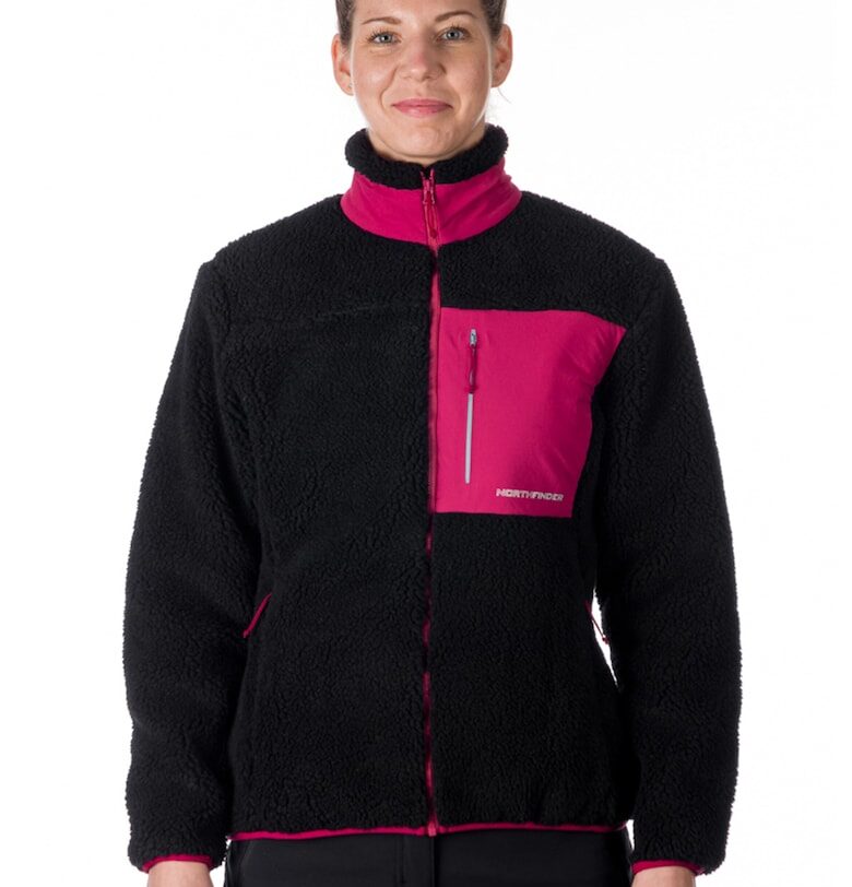 Поларен суитшърт Wyoma с джобове - Черен/Фуксия NORTHFINDER