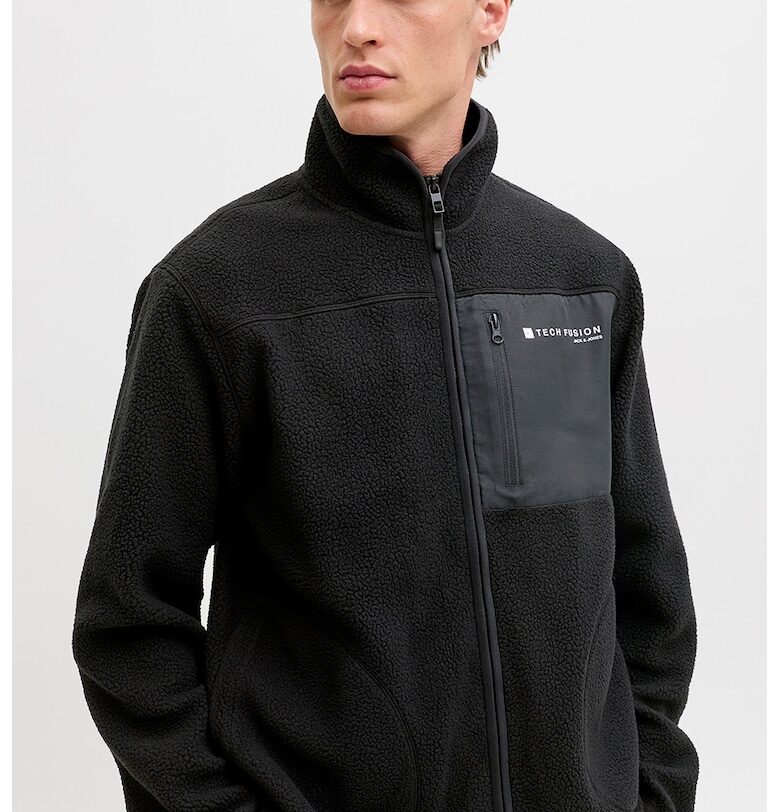 Поларено яке с цип - Черен/Въглен сиво Jack  Jones