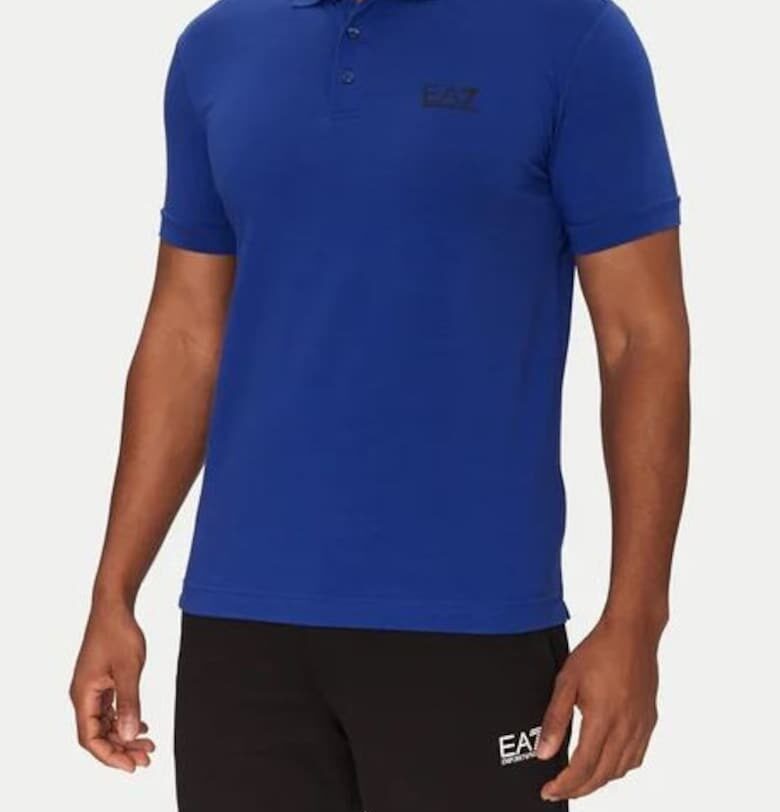 Поло риза Emporio Armani - синя - вискоза - 60% вискоза - 35% полиамид - 5% еластан EA7