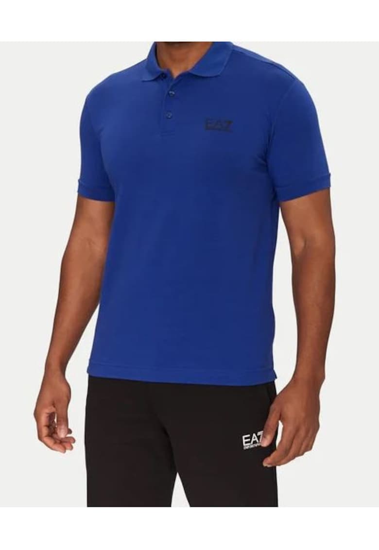 Поло риза Emporio Armani - синя - вискоза - 60% вискоза - 35% полиамид - 5% еластан EA7