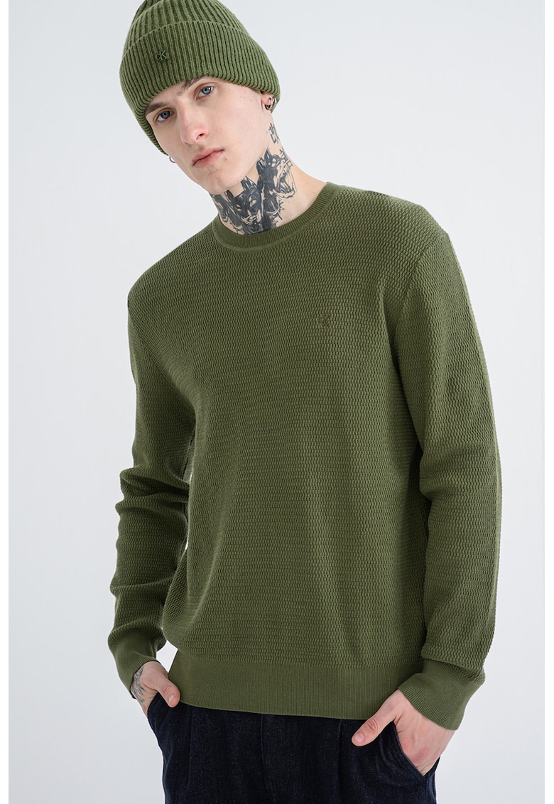 Поло с овално деколте - Зелен CALVIN KLEIN